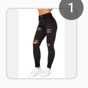 FIT JEANS- High waisted 4 hole ripped jeans